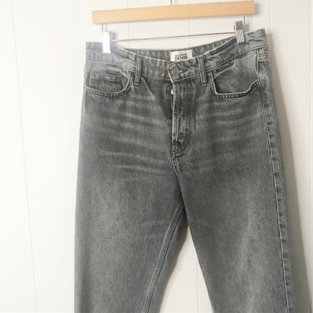 Zara | Grey Boyfriend Straight Raw Hem Jeans